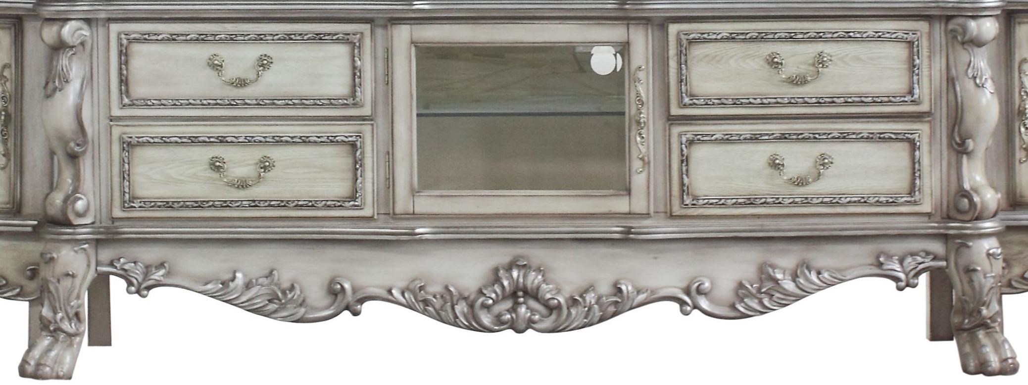 Acme Furniture Dresden II 91473 Traditional European Style Carved Wood TV Stand with Glass Door